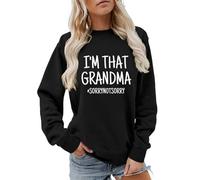 Generisch Pull Femme Sweatshirt sans Capuche Pull Manches Longues Automne Drôle Mamie Vie T-shirt à Col Rond Pull Décontracté à Manches Longues pour Femme Doux Confortable pour Le Quotidien, Noir , M