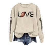 Generisch Pull Femme Tumblr Col Rond Décontracté Léger Manches Longues avec Imprimé Graphique Poulet Sweatshirts Top Blouse Ski Sous-Veste Femme, beige, M