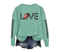 Generisch Pull Femme Tumblr Col Rond Décontracté Léger Manches Longues avec Imprimé Graphique Poulet Sweatshirts Top Blouse Ski Sous-Veste Femme, vert, S
