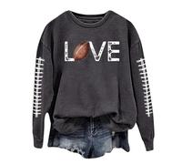 Generisch Pull Femme Tumblr Col Rond Décontracté Léger Manches Longues avec Imprimé Graphique Poulet Sweatshirts Top Blouse Ski Sous-Veste Femme, gris foncé, XXL