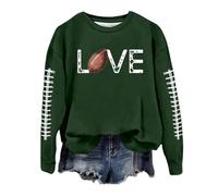 Generisch Pull Femme Tumblr Col Rond Décontracté Léger Manches Longues avec Imprimé Graphique Poulet Sweatshirts Top Blouse Ski Sous-Veste Femme, Vert foncé., L