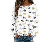 Generisch Pull festif amusant pour femme avec structure, haut confortable côtelé, vêtements décontractés d'hiver, de vacances, Blanc., L