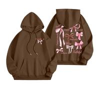 Generisch Pull fluide pour femme avec graphisme de mots, sweat à capuche, sweatshirts tendance, vêtements Preppy, sweat-shirt à manches longues, bonnet noir pour femme, café, L