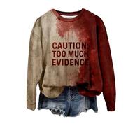 Generisch Pull Halloween Femme Halloween Taches de sang Lettres Imprimé Col Rond Manches Longues Pull Sweatshirt Décontracté Automne Hiver Basique Top pour Costume de Fête Mon Compte, Or rose, M