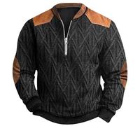 Generisch Pull Homme 2025/Hiver Mode Homme Grande Taille Décontracté Impression Numérique 3D Pull Tricoté Tissu Demi-fermeture éclair Col Rond Pull à Capuche, Noir , XXL