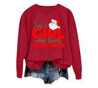 Generisch Pull Homme Femme Mode de Noël Père Noël Lettre Impression Manches Longues Col Rond Sweat à Capuche Survêtement Femme Sans, rouge, 3XL