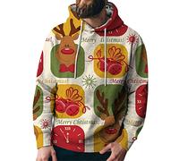 Generisch Pull Homme Hiver Blouse Nouveauté Noël Imprimé Manches Longues Capuche Sport Sweat à Capuche avec Poches, vert, XXL