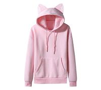 Generisch Pull Homme Sweatshirt Sweat à Capuche 2023 Hiver Chat Oreille Polaire Couple Couleur Unie Avec Capuche Femmes Sweat à Capuche pour Femme, RD2, XL