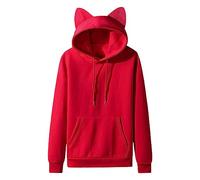Generisch Pull Homme Sweatshirt Sweat à Capuche 2023 Hiver Chat Oreille Polaire Couple Couleur Unie Avec Capuche Femmes Sweat à Capuche pour Femme, RD1, XXL