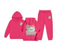 Generisch Pull noir pour enfants garçons enfants survêtement à capuche unisexe tenue deux pièces sweat à capuche pantalon de jogging ensemble cordon pull manches filles, Rose, 12-13 ans