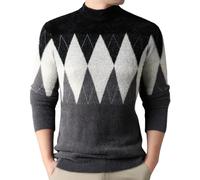 Generisch Pull norvégien pour homme - Pull de Noël épais - Pull d'hiver en tricot - Tenue de Noël équitable - Pull de travail diamant - Pull en tricot épais pour homme, Noir , XXL