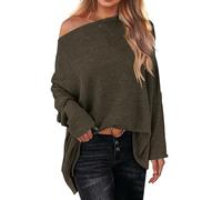 Generisch Pull pour femme, épaules dénudées, manches longues, surdimensionné, pull en tricot, haut ample, perruques de carnaval, Gn2, XL