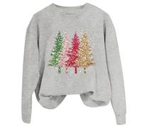 Generisch Pull pour femme Lettre de Noël Blingbling Joyeux Noël Col rond Pull à manches longues Pull imprimé, gris, XXL