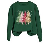 Generisch Pull pour femme Lettre de Noël Blingbling Joyeux Noël Col rond Pull à manches longues Pull imprimé, vert, XXL