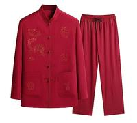 Generisch Pull pour homme avec imprimé lettres, col rond, manches longues, cordon de serrage, short en deux pièces, ensemble tendance pour un look urbain décontracté, rouge, XXL