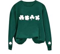 Generisch Pull pour homme - Bleu - Pour la Saint Patrick - Col rond - Manches longues - Motif feuille irlandaise - Pull graphique - T-shirt - Robe douillette, h, S