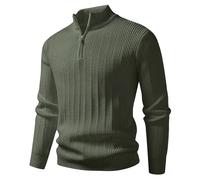 Generisch Pull pour homme - Demi-fermeture éclair - Manches longues - Pull d'hiver en tricot avec fermeture éclair - Col roulé - Chaud - Pull de travail pour homme - Pull en tricot fin, O Marron., 4XL
