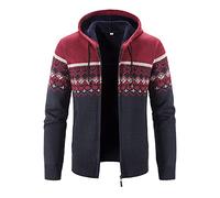 Generisch Pull pour homme M Veste d'hiver à manches longues et épaisse à capuche en velours avec bloc de diamants pour homme Petit, Bordeaux, 3XL