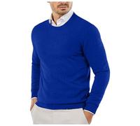 Generisch Pull pour homme - Manteau d'hiver avec structure lisse et douce - Confortable - Léger - Doux pour la peau - Coupe étroite - Col rond - Manches longues, bleu, XL