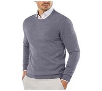 Generisch Pull pour homme - Manteau d'hiver avec structure lisse et douce - Confortable - Léger - Doux pour la peau - Coupe étroite - Col rond - Manches longues, gris, 3XL