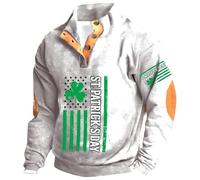 Generisch Pull pour homme sans fermeture éclair quart de demi-boutonnage comme haut de sport respirant pour un confort quotidien, Blanc., L