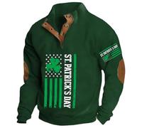 Generisch Pull pour homme sans fermeture éclair quart de demi-boutonnage comme haut de sport respirant pour un confort quotidien, Vert foncé., S