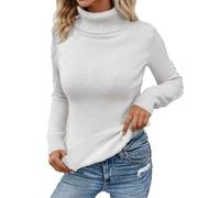 Generisch Pull thermique à col roulé pour femme avec doublure en polaire - Pull en tricot doublé en maille côtelée - Pull d'hiver chaud et moulant pour les jours froids, S