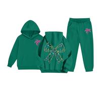 Generisch Pulli 152 Garçons Enfants Garçons Enfants Survêtement à Capuche Unisexe Deux Pièces Tenues Hoodie Sweatshirt Pantalon de Jogging Ensemble Chemisier Fille, Vert foncé., 4-5 ans