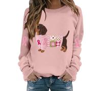Generisch Pulli Sweat à capuche pour femme avec nœud de chien et éducation au cancer du sein Rouge, Rose, M
