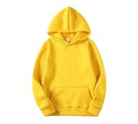 Generisch Pullover à capuche bleu clair - Sweat à capuches - Velours artificiel - Manches longues avec poches - Tenue d'hiver - Vêtements pour femmes - Veste en sweat marine, jaune, S