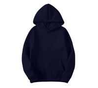 Generisch Pullover à capuche bleu clair - Sweat à capuches - Velours artificiel - Manches longues avec poches - Tenue d'hiver - Vêtements pour femmes - Veste en sweat marine, Marine, M