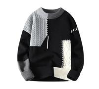 Generisch Pullover Colorblock Homme Patchwork Surdimensionné Tricot torsadé Hiver Chaud Tricot Épais Slim Fit Sans Capuche Motif torsadé Streetwear Hauts, O gris clair, L