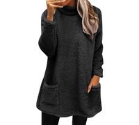 Generisch Pullover pour femme - Teddy en polaire - Oversized - Uni - Col roulé - Sweatshirt - Manches longues - Confortable - Polaire - Pull d'hiver - Manches longues - Blouse - Tops avec poches, XXL