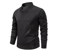 Generisch Pullover pour hommes avec col chemise intégré - Pull en maille fine 2-en-1 pour un look superposé élégant | Haut business-casual pour le bureau et les loisirs, XL