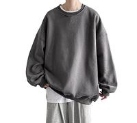 Generisch Pullover pour Hommes Pull Oversized Uni Sweatshirt Raglan Pull Hip Hop Manches Longues pour Garçons Harajuku Sweat-shirt Col Rond Sweatshirt Vintage Hoodies Avec ou Sans Capuche, gris foncé