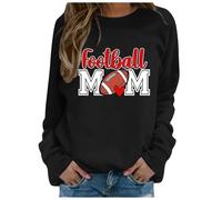 Generisch Pulls Femme Pull Sweat-shirt sans capuche T-shirt à manches longues Automne Ootball Mom Sweatshirts pour femmes : Proud Always Loud Shirt Game Day Graphiques Pulls décontractés, Noir , XL