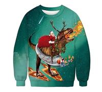 Generisch Pulls Hommes Femmes Nouveauté Noël 3D Imprimé Graphique Manches Longues Col Rond Sweatshirts Pulls, vert, 4XL
