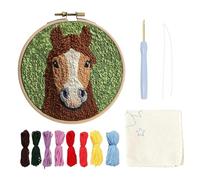 Generisch Punch Needle Embroidery Start Kit de broderie Cartoon Highland Cow Punch Needle pour débutants Kit d'aiguille à poinçonner Kit de poinçon, sous-verres pour adultes et débutants