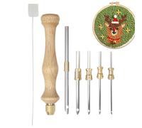 Generisch Punch Needle Kit d'aiguille à broder, avec poignée en bois, réglable, aiguille à poinçonner, aiguille à poinçonner, outil pour la broderie de tapis et le travail manuel, interchangeable