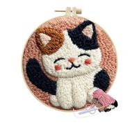 Generisch Punchneedle Kit complet de broderie avec motif de chat mignon pour soulager le stress, liaison parent-enfant, débutants, enfants et amateurs de bricolage
