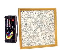 Generisch Puzzle en Bois pour, Jouet éducatif à Peindre et à décorer, 30 x 30 cm, kit de Bricolage, avec 36 Crayons de Couleur, comme Puzzle, Cadre Photo et décoration pour Filles à partir de