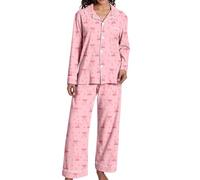 Generisch Pyjama 2025 doux et confortable, tenue deux pièces pour des nuits tranquilles, des soirées décontractées à la maison, Rose, XL