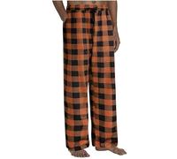Generisch Pyjama à carreaux pour homme avec jambes larges, coupe ample, poches pratiques, idéal comme vêtement de sommeil confortable ou de loisirs pour un usage quotidien, détente à la maison, Orange
