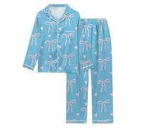 Generisch Pyjama à manches longues pour femme - Pour la Saint-Valentin, bleu ciel, XXL