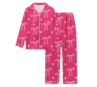 Generisch Pyjama à manches longues pour femme - Pour la Saint-Valentin, Rose, M