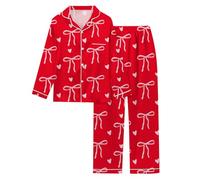 Generisch Pyjama à manches longues pour femme - Pour la Saint-Valentin, rouge, M