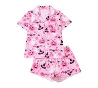 Generisch Pyjama camion de pompier dinosaure pelleteuse tracteur train pyjama deux pièces vêtements de nuit famille pyjama, Pyjama C2 rose, L