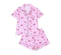 Generisch Pyjama camion de pompier dinosaure pelleteuse tracteur train pyjama deux pièces vêtements de nuit famille pyjama, Pyjama C9 rose, M
