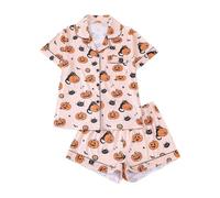 Generisch Pyjama camion de pompier dinosaure pelleteuse tracteur train pyjama deux pièces vêtements de nuit famille pyjama, Pyjama C4 rose clair, XXL