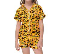 Generisch Pyjama court 2 pièces en coton Licorne Dino Chat Princesse Lapin Pyjama Ensemble Vêtements d'été, Pyjama C2 jaune, 10-11 ans